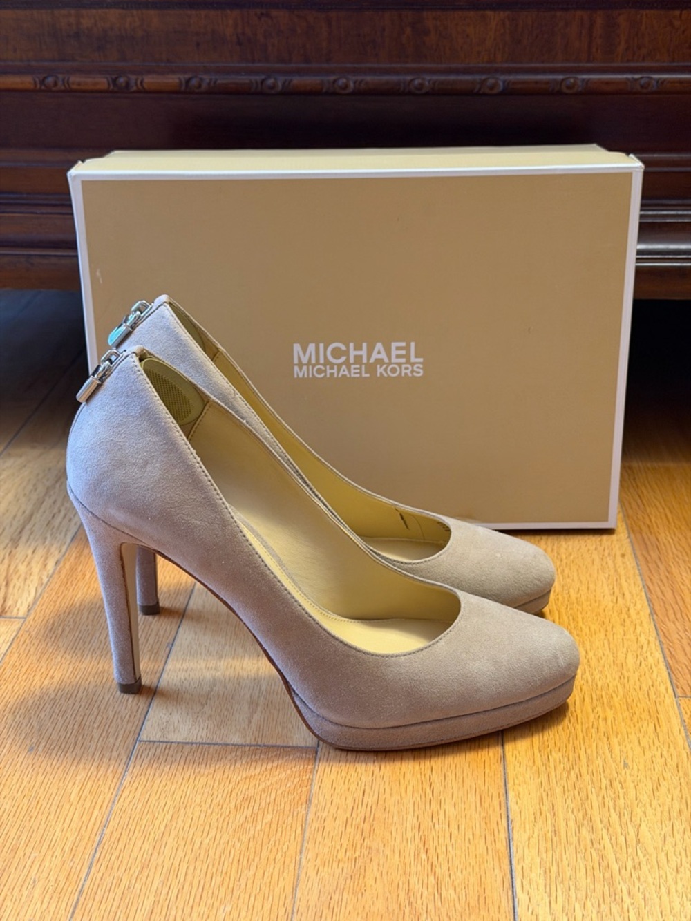 MICHAEL Michael Kors Nude Taupe Suede Platform Pumps